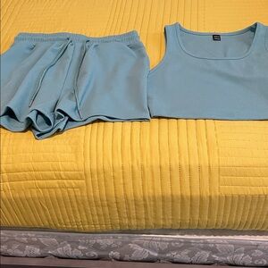 SHEIN Sky Blue Ribbed Set